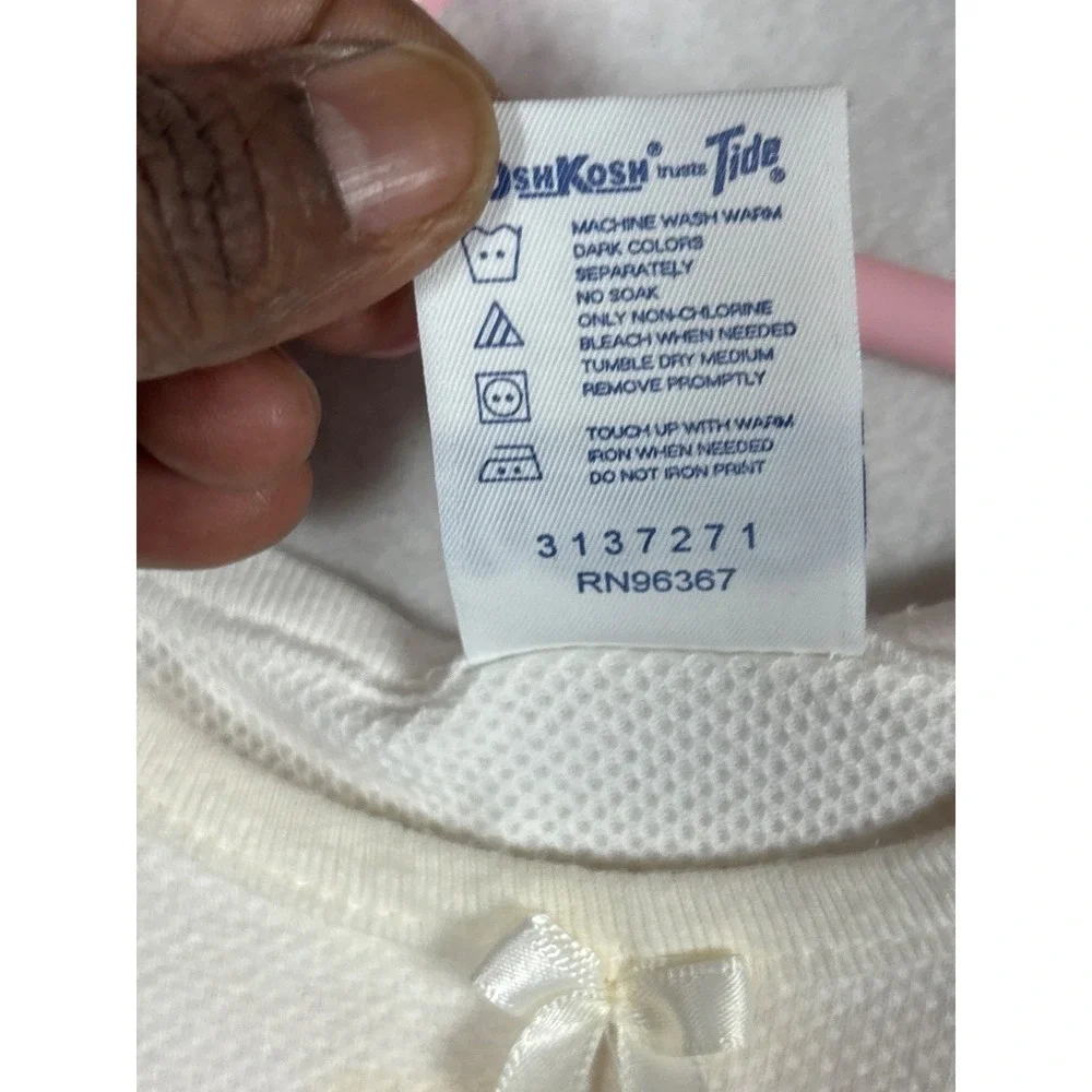 OshKosh B'gosh‎ Baby Girl White Embroidered Floral  Butterfly T-Shirt 12 Months